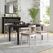 Chester Commercial Grade Solid Wood Antique White Dining Chair with Curved Spindle Backrest and Beige Vinyl Seat, XU-DG-W0359-ANTWHT-GG