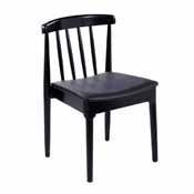 Chester Commercial Grade Solid Wood Black Dining Chair with Curved Spindle Backrest and Black Vinyl Seat, XU-DG-W0359-BLK-GG