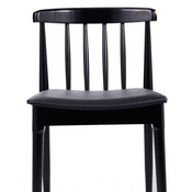 Chester Commercial Grade Solid Wood Black Dining Chair with Curved Spindle Backrest and Black Vinyl Seat, XU-DG-W0359-BLK-GG