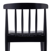 Chester Commercial Grade Solid Wood Black Dining Chair with Curved Spindle Backrest and Black Vinyl Seat, XU-DG-W0359-BLK-GG