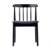 Chester Commercial Grade Solid Wood Black Dining Chair with Curved Spindle Backrest and Black Vinyl Seat, XU-DG-W0359-BLK-GG