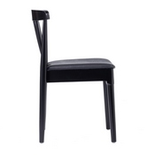 Chester Commercial Grade Solid Wood Black Dining Chair with Curved Spindle Backrest and Black Vinyl Seat, XU-DG-W0359-BLK-GG