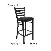 HERCULES Series Black Ladder Back Metal Restaurant Barstool - Black Vinyl Seat, XU-DG697BLAD-BAR-BLKV-GG