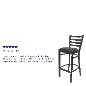 HERCULES Series Black Ladder Back Metal Restaurant Barstool - Black Vinyl Seat, XU-DG697BLAD-BAR-BLKV-GG