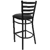 HERCULES Series Black Ladder Back Metal Restaurant Barstool - Black Vinyl Seat, XU-DG697BLAD-BAR-BLKV-GG