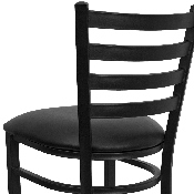 HERCULES Series Black Ladder Back Metal Restaurant Barstool - Black Vinyl Seat, XU-DG697BLAD-BAR-BLKV-GG