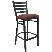 HERCULES Series Black Ladder Back Metal Restaurant Barstool - Burgundy Vinyl Seat, XU-DG697BLAD-BAR-BURV-GG