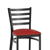 HERCULES Black Ladder Back Metal Restaurant Barstool - Red Vinyl Seat