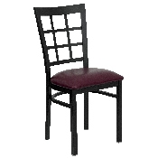 HERCULES Series Black Window Back Metal Restaurant Chair - Burgundy Vinyl Seat, XU-DG6Q3BWIN-BURV-GG