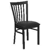 HERCULES Series Black School House Back Metal Restaurant Chair - Black Vinyl Seat, XU-DG6Q4BSCH-BLKV-GG