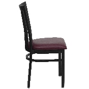 HERCULES Series Black School House Back Metal Restaurant Chair - Burgundy Vinyl Seat, XU-DG6Q4BSCH-BURV-GG
