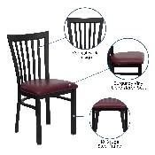 HERCULES Series Black School House Back Metal Restaurant Chair - Burgundy Vinyl Seat, XU-DG6Q4BSCH-BURV-GG