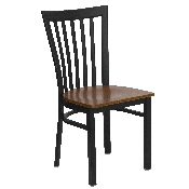 HERCULES Series Black School House Back Metal Restaurant Chair - Cherry Wood Seat, XU-DG6Q4BSCH-CHYW-GG
