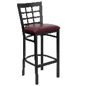 HERCULES Series Black Window Back Metal Restaurant Barstool - Burgundy Vinyl Seat, XU-DG6R7BWIN-BAR-BURV-GG