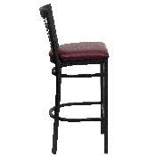 HERCULES Series Black Window Back Metal Restaurant Barstool - Burgundy Vinyl Seat, XU-DG6R7BWIN-BAR-BURV-GG