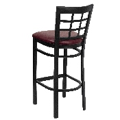 HERCULES Series Black Window Back Metal Restaurant Barstool - Burgundy Vinyl Seat, XU-DG6R7BWIN-BAR-BURV-GG
