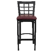 HERCULES Series Black Window Back Metal Restaurant Barstool - Burgundy Vinyl Seat, XU-DG6R7BWIN-BAR-BURV-GG