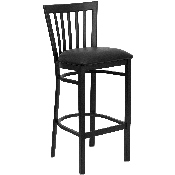 HERCULES Series Black School House Back Metal Restaurant Barstool - Black Vinyl Seat, XU-DG6R8BSCH-BAR-BLKV-GG
