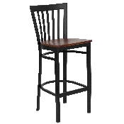 HERCULES Series Black School House Back Metal Restaurant Barstool - Cherry Wood Seat, XU-DG6R8BSCH-BAR-CHYW-GG
