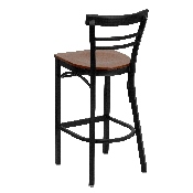HERCULES Series Black Two-Slat Ladder Back Metal Restaurant Barstool - Cherry Wood Seat, XU-DG6R9BLAD-BAR-CHYW-GG