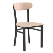 Wright Commercial Grade Dining Chair with 500 LB. Capacity Black Steel Frame, Solid Wood Seat, and Boomerang Back, Natural Birch Finish, XU-DG6V5B-NAT-GG