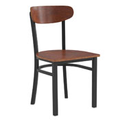 Wright Commercial Grade Dining Chair with 500 LB. Capacity Black Steel Frame, Solid Wood Seat, and Boomerang Back, Walnut Finish, XU-DG6V5B-WAL-GG