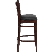 HERCULES Series Ladder Back Mahogany Wood Restaurant Barstool - Black Vinyl Seat, XU-DGW0005BARLAD-MAH-BLKV-GG
