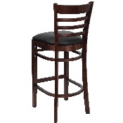 HERCULES Series Ladder Back Mahogany Wood Restaurant Barstool - Black Vinyl Seat, XU-DGW0005BARLAD-MAH-BLKV-GG