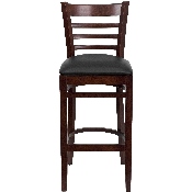 HERCULES Series Ladder Back Mahogany Wood Restaurant Barstool - Black Vinyl Seat, XU-DGW0005BARLAD-MAH-BLKV-GG