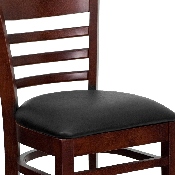 HERCULES Series Ladder Back Mahogany Wood Restaurant Barstool - Black Vinyl Seat, XU-DGW0005BARLAD-MAH-BLKV-GG
