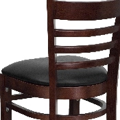 HERCULES Series Ladder Back Mahogany Wood Restaurant Barstool - Black Vinyl Seat, XU-DGW0005BARLAD-MAH-BLKV-GG