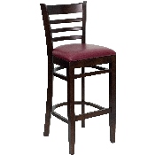 HERCULES Series Ladder Back Walnut Wood Restaurant Barstool - Burgundy Vinyl Seat, XU-DGW0005BARLAD-WAL-BURV-GG