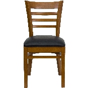 HERCULES Series Ladder Back Cherry Wood Restaurant Chair - Black Vinyl Seat, XU-DGW0005LAD-CHY-BLKV-GG