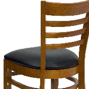 HERCULES Series Ladder Back Cherry Wood Restaurant Chair - Black Vinyl Seat, XU-DGW0005LAD-CHY-BLKV-GG