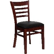 HERCULES Series Ladder Back Mahogany Wood Restaurant Chair - Black Vinyl Seat, XU-DGW0005LAD-MAH-BLKV-GG