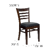 HERCULES Series Ladder Back Walnut Wood Restaurant Chair - Black Vinyl Seat, XU-DGW0005LAD-WAL-BLKV-GG