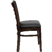 HERCULES Series Ladder Back Walnut Wood Restaurant Chair - Black Vinyl Seat, XU-DGW0005LAD-WAL-BLKV-GG