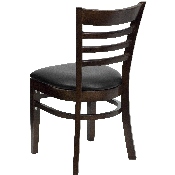 HERCULES Series Ladder Back Walnut Wood Restaurant Chair - Black Vinyl Seat, XU-DGW0005LAD-WAL-BLKV-GG