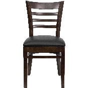 HERCULES Series Ladder Back Walnut Wood Restaurant Chair - Black Vinyl Seat, XU-DGW0005LAD-WAL-BLKV-GG