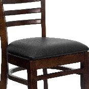HERCULES Series Ladder Back Walnut Wood Restaurant Chair - Black Vinyl Seat, XU-DGW0005LAD-WAL-BLKV-GG