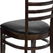 HERCULES Series Ladder Back Walnut Wood Restaurant Chair - Black Vinyl Seat, XU-DGW0005LAD-WAL-BLKV-GG