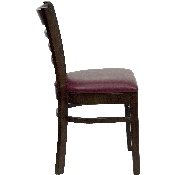 HERCULES Series Ladder Back Walnut Wood Restaurant Chair - Burgundy Vinyl Seat, XU-DGW0005LAD-WAL-BURV-GG