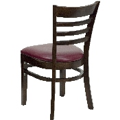 HERCULES Series Ladder Back Walnut Wood Restaurant Chair - Burgundy Vinyl Seat, XU-DGW0005LAD-WAL-BURV-GG