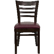 HERCULES Series Ladder Back Walnut Wood Restaurant Chair - Burgundy Vinyl Seat, XU-DGW0005LAD-WAL-BURV-GG