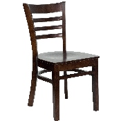 HERCULES Series Ladder Back Walnut Wood Restaurant Chair, XU-DGW0005LAD-WAL-GG