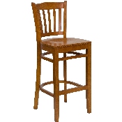 HERCULES Series Vertical Slat Back Cherry Wood Restaurant Barstool, XU-DGW0008BARVRT-CHY-GG