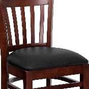 HERCULES Series Vertical Slat Back Mahogany Wood Restaurant Barstool - Black Vinyl Seat, XU-DGW0008BARVRT-MAH-BLKV-GG