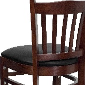 HERCULES Series Vertical Slat Back Mahogany Wood Restaurant Barstool - Black Vinyl Seat, XU-DGW0008BARVRT-MAH-BLKV-GG