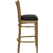 HERCULES Series Vertical Slat Back Natural Wood Restaurant Barstool - Black Vinyl Seat, XU-DGW0008BARVRT-NAT-BLKV-GG