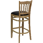 HERCULES Series Vertical Slat Back Natural Wood Restaurant Barstool - Black Vinyl Seat, XU-DGW0008BARVRT-NAT-BLKV-GG